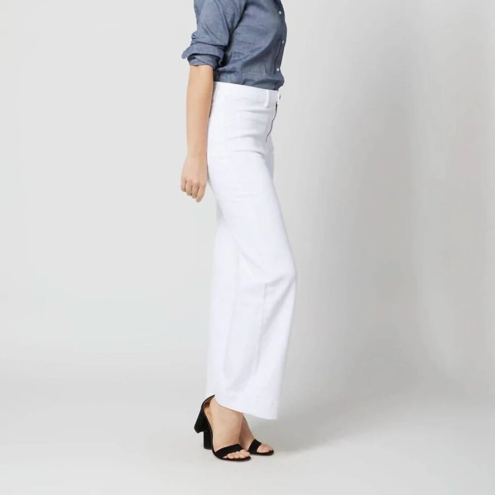 Ann Mashburn Coco Patch Pocket Jean White Stretch Denim Size 26 - Picture 3 of 10